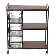 Storage Shelf Rolling Cart Trolley Rack Kitchen Microwave Oven Holder With Wheel