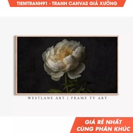 Wall Painting, Dark Moody Painting Peony Botanical Frame TV Art Vintage Decor TV Art TV329. (35)