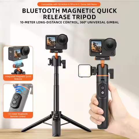 VRIG AC-90S Selfie Stick Tripod Quick Release Magnetic Tripod for DJI Osmo Action 3/4/5 Pro/Osmo