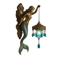 Mermaid Wall Sconce Wall Decor Light Vintage Mermaid Wall Lamp Virgin Mary Resin Statue Night Light