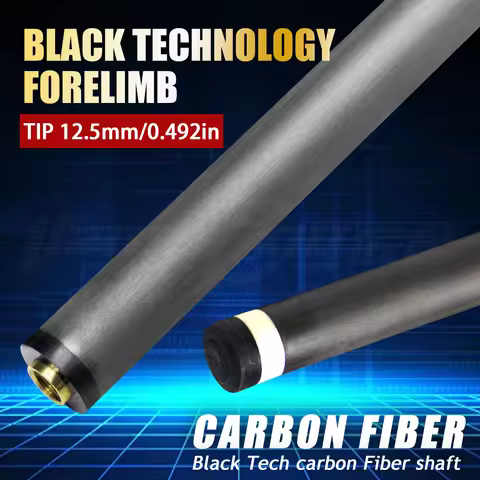 Black Tech Carbon Fiber Pool Cue｜12.5mm Laminated Tip｜3-Tooth QuickLock｜29.13in 4oz Shaft｜taco de bi