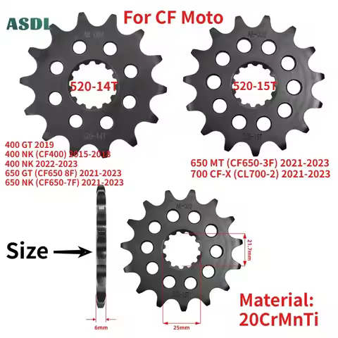 520 Chain 14T 15T For CF Moto Front Sprocket Gear Star Cam CF400 400 650 GT NK MT 650GT CF650 700 CF