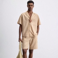 2025 Summer New Khaki Linen Elastic Waist Drawstring Adjustable Side Pockets Men Shorts, Modern Eleg