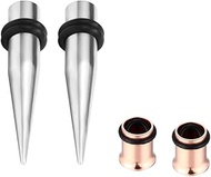 1G/7mm Stainless Steel Ear Gauge Taper Stretching + Single Flare Plugs Flesh Tunnel Kit with O Rings