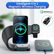 15W Magnetic Wireless Charger Stand For iPhone 12 Pro Max 4 in 1  Fast Charging Dock Station For Apple iWatch AirPods