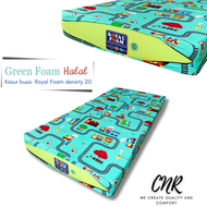 Kasur busa tidur Royal Foam bukan Inoac 100% asli Royal. Busa super kenyal  tidak mudah kempes density 20 bersertifikat halal Busa Green tebal 10cm dan 15cm. Busa bungkus sprei polymicro adem dan busa lembaran tanpa sprei warna hijau