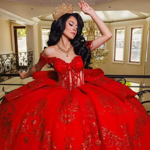 Angelsbridep Customized Luxury Red Princess Ball Gown 15 Year Old Quinceanera Dress Corset Sweet 16 