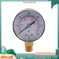 0-1bar 50mm Water Pressure Gauge Meter 1/4 inch NPT Thread Manometer -50-15psi
