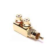 Gold Plated AV Audio Splitter Plug RCA Adapter 1 Male to 2 Female F connector