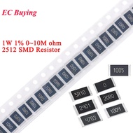 50pcs 2512 SMD Resistor 1% 0~10M 1W 0 0.03 3.3 5.6 12 20 30 36 47 51 82 100 200 680 750 1K 2K 6.8K 1
