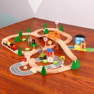 78 Pieces Wooden Train Track Toy Compatible Wooden Thomas Train Track