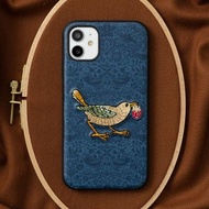 3D 刺繡智慧型手機保護殼 iPhone12 PU 皮革 William Morris 貓動物 09:NAG1362