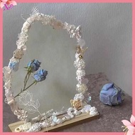 clay mirror mini mirror student Cermin solek Camellia cermin DIY bahan transformasi isi rumah solek desktop berbentuk khas hiasan hiasan maju
