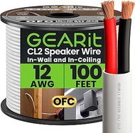 GearIT 16 AWG CL2 OFC In Wall Speaker Wire, Pro Series 16 AWG Gauge (100 Feet / 30.48 Meters/White) 
