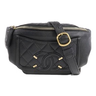 CHANEL 牛皮皮革Filigree Waist Bag金扣腰包