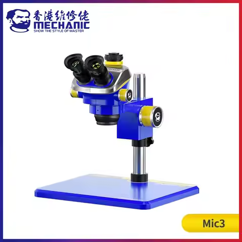 MECHANIC Mic3 7X-50X Trinocular Stereo Microscope WF10X25 Eyepieces CTV 0.45X Adapter Adjustment LS3