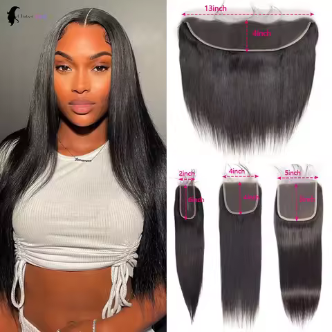 13x4 Human Hair Frontal Lace Only Transparent Lace 2x6 4x4 5x5 Straight Lace Closure Human Hair 24 I