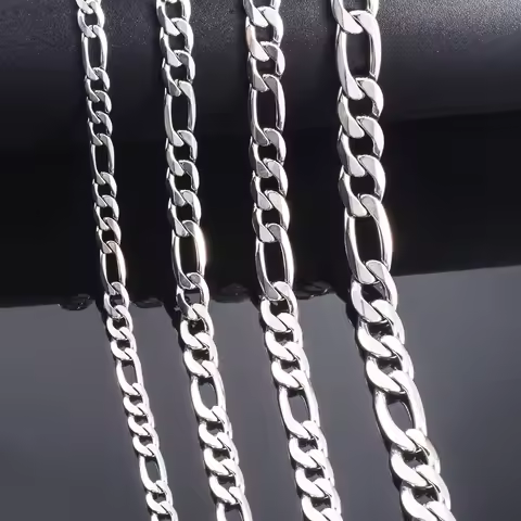 4.5mm-8.8mmCuban Link Stainless Steel Basic Punk Curb Link Chain Vintage Silver Color Collar Necklac