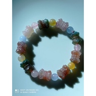 #B535 100% Natural Rare Multicolor Lotus Agate Bracelet