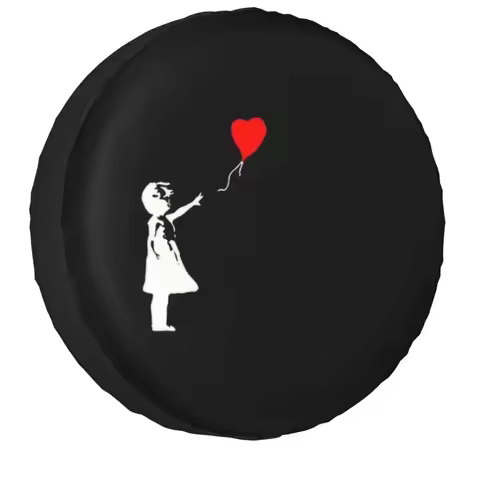 Banksy's Balloon Girl Spare Tire Cover Case Bag Pouch for Mitsubishi Pajero Banksy World Peace Car W