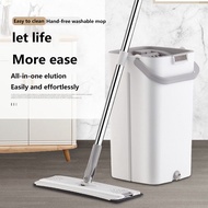 SG stock Self-Wringing Type Hands Free Flat Mop And Bucket Magic Rotating Mop With 4pcs Cleaning Clothes
