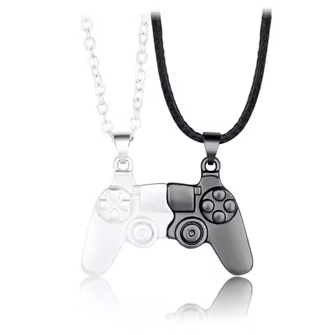 2pcs/Set Magnetic Game Controller Couple Necklace with Gold/Silver Color PS4 Game Console Pendant Ne