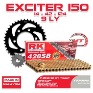 Golden RK chain sprocket for Exciter 150 9mm imported from Malaysia