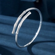 Bamboo Pure Silver 9999 Bracelet Female Sterling Silver Open Style Solid Pair Nail Sand Bracelet 202