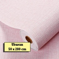 MW Wallpaper Linen Foam Roll Warna 3D 50c x 280cm Stiker Dekorasi Kamar