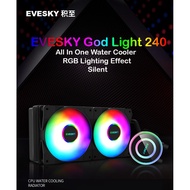 EVESKY God Light 240mm Water Cooler Radiator RGB Lighting For CPU Support Intel or AMD Ryzen,  Liqui