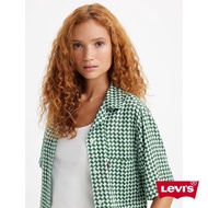 Levis 女款 單口袋寬袖短袖襯衫 / 菱格棋盤紋 / 天絲棉 熱賣單品