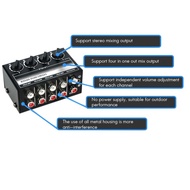 Mixer Audio Stereo 4channel Support Input RCA Dan Output Mixer Stereo