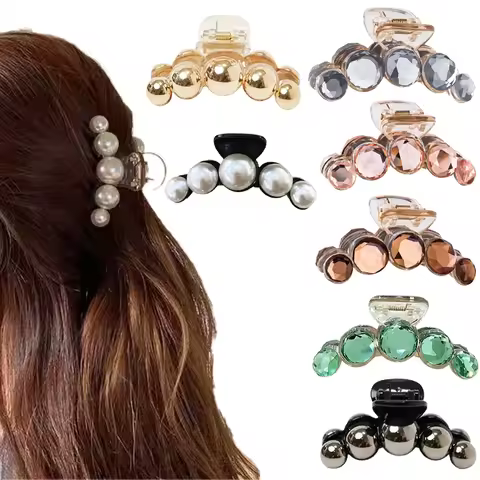 Elegant Pearl Hair Accessories and Trendy Crystal Hair Ornaments with Non-Slip Clips and Imitation D
