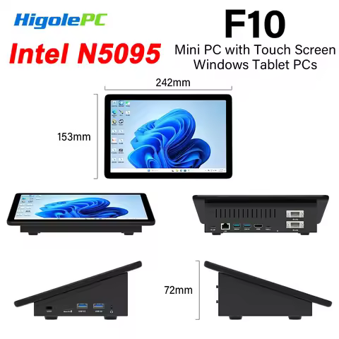 Higole F10 10.1 Inch Fanless Mini PC Intel N5095 WiFi 8GB 128GB 800*1280 Touch Screen Tablet PC Desk