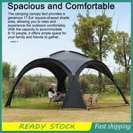 Domary Camping Canopy Tent 8-10 Person Large Sun Shelter with Silver Coated Fabric and Windproof Des