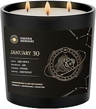 Astrology Birthday Candle by Golden Mercury | Jan 30th | Zodiac Sign, Element, Birthstone & Totem |