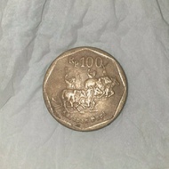 uang koin klasik 100 rupiah tahun 1995 , 1998 , 1996