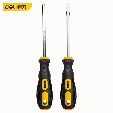 Deli screwdriver 2-piece set of Phillips, Phillips screwdriver, flat end screwdriver, magnetic screw