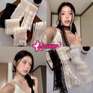 JJ shop Long Ribbon Lace Pattern Minimalist Korean Style "VO-49"