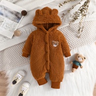 4A Shop Baju Baby Boy Girl Newborn Clothing Cartoon Cute Bear Romper 1-18Months Long Sleeve Hoodie J