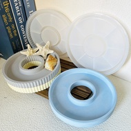 Striped Hollow Tray Silicone Mold Molds for Gypsum Concrete Epoxy Nordic Style Round Storage Dish Ep