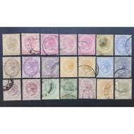 Straits Settlements 1882-99 Queen Victoria Wmk Crown CA + Variety Complete Set - 21pcs Used Malaya S