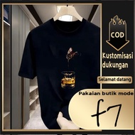 F7T-shirt Oversized T-shirt Tops for Women Black Short Sleeve Cool Premium Street Style Adult Distro