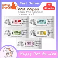 Cindy & Friend Wet Tissue/Pet Wipes( 70 Sheets )/ MEISHIYU PETS WET WIPES 80 PCS/Tin Bottle Design W