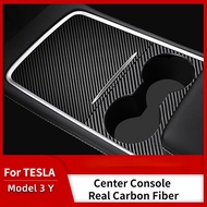 สำหรับ Tesla รุ่น3 Y แผงควบคุมส่วนกลางของรถยนต์แผ่นป้องกันคาร์บอนแท้ฝาครอบป้องกันคาร์บอนไฟเบอร์อุปกรณ์ตกแต่งภายใน