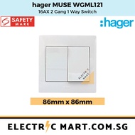 hager MUSE WGML121 / WGML122 16AX 2 gang 1 way / 2 way large dolly switch (Suitable for BTO) Singapore Standard 16AX