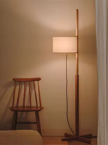 Japanese Floor Lamp Designer Fabric Liftable Adjustable Floor Lamp Retro Wooden Floor Lamps Living R