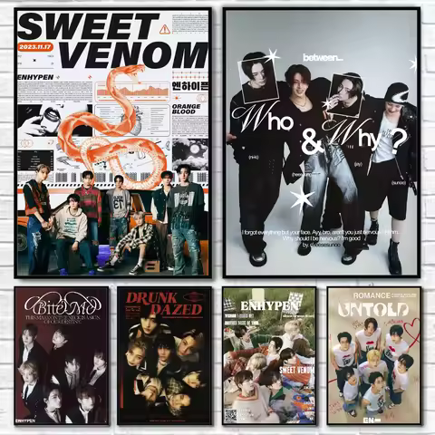 Korean Kpop band E-ENHYPEN Poster Home living room Wall Art Garage Room Decor