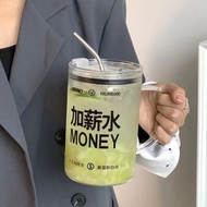 Large-Capacity Glass Cup High-Value Straw Cup Drinking Cup Female Office Office Worker Coffee Cup