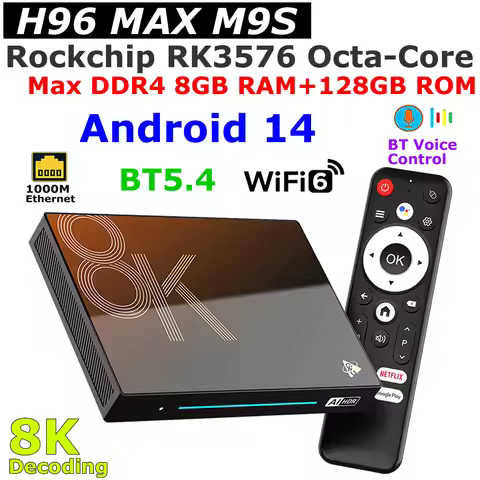 Android 14 TV BOX H96 MAX M9S RK3576 Octa Core DDR4 8GB 128GB 8K Decoding AV1 1000M LAN USB3.0 Wifi6